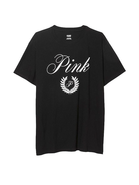 Pure Black Short Sleeve Oversized Campus T-Shirt (Q10548) | £26