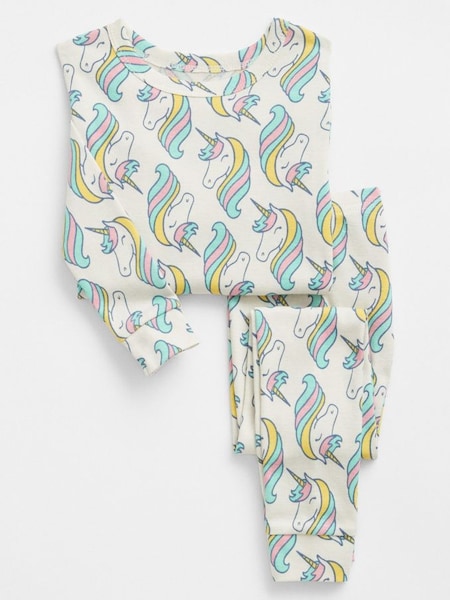 White Unicorn Print Long Sleeve Pyjama Set (Q10663) | £18