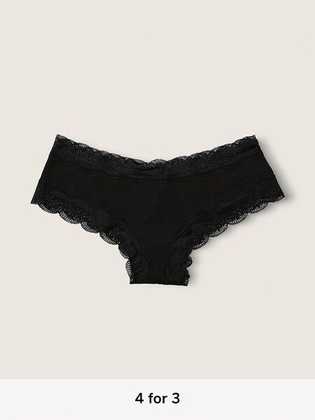 Pure Black Cheeky Lace Trim Knickers (Q10931) | £9