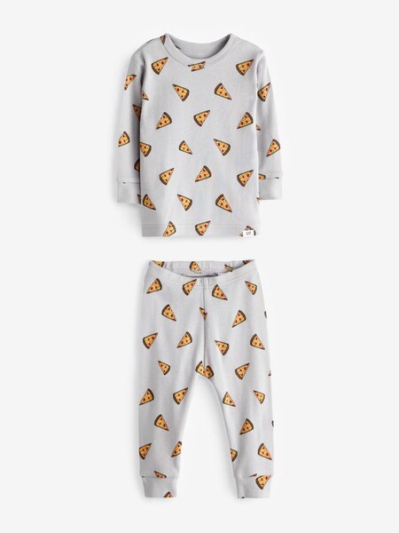 Grey Pizza Print Long Sleeve Pyjama Set (Q11794) | £18