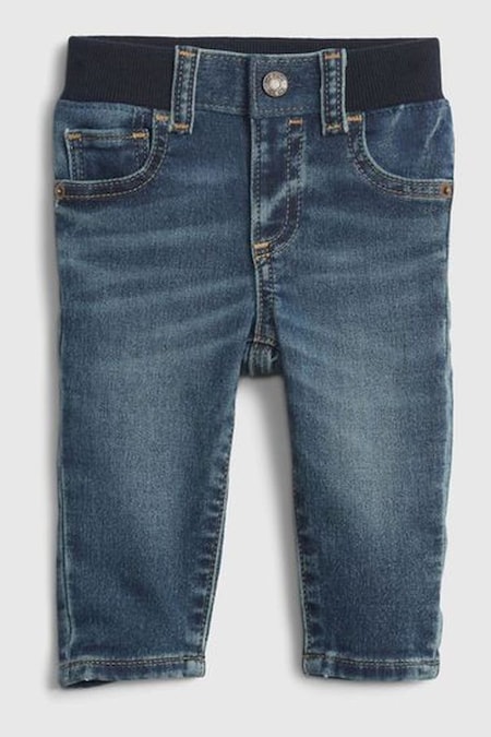 Dark Wash Blue Knitted Waistband Slim Jeans - Baby (Q13388) | £20