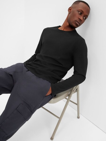 Black Everyday Soft Long Sleeve Crew Neck T-Shirt (Q13840) | £16