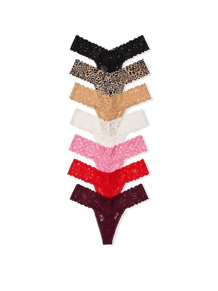 Black/Nude/Red/Pink/Leopard Thong Knickers Multipack (Q14974) | £35