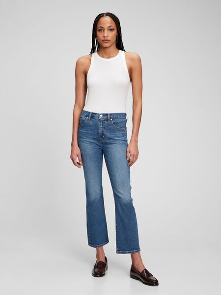 Mid Wash Blue High Waisted Kick Fit Jeans (Q17604) | £29