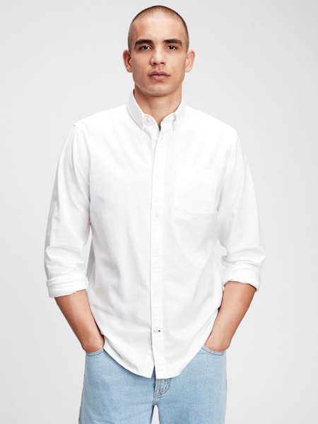 White Classic Regular Fit Long Sleeve Oxford Shirt (Q18554) | £35