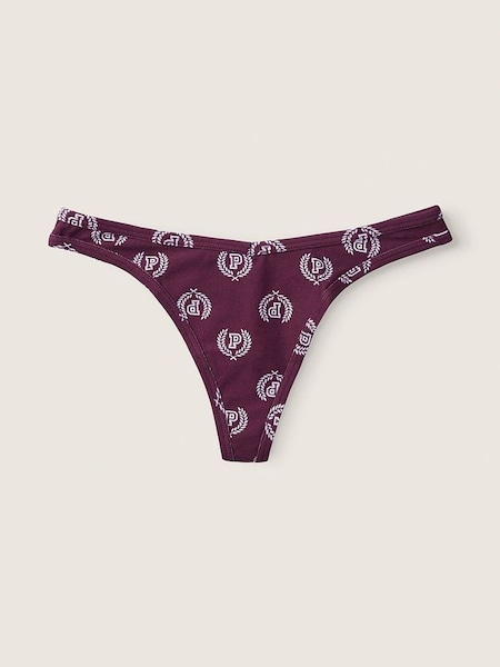 Rich Maroon Seal Print Red Cotton Thong Knickers (Q19377) | £4
