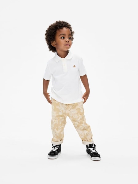 Cream LoveShackFancy Toddler Floral Pleated Chinos (Q20198) | £25