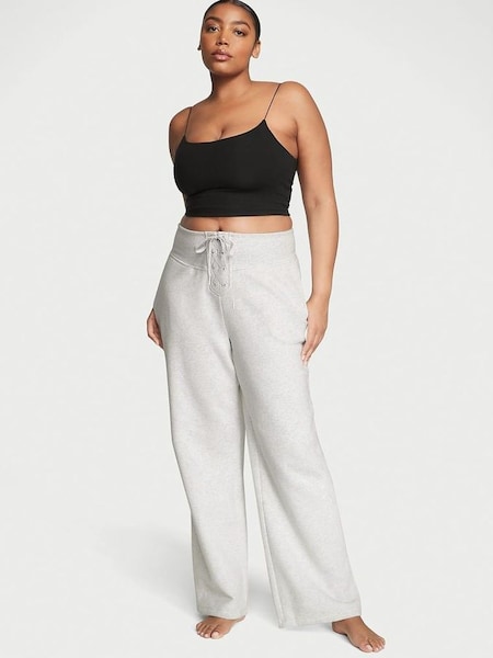 Snow Heather Grey Lace Up Wide Leg Joggers (Q22668) | £45