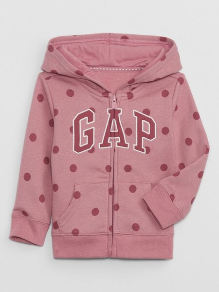 Pink Logo Print Zip Up Long Sleeve Hoodie (Q23004) | £20
