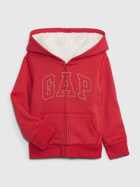 Red Logo Sherpa Zip Up Hoodie (Q23068) | £30