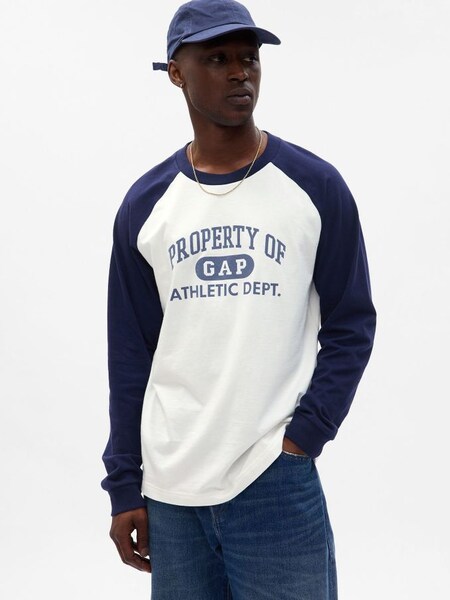 White Athletic Logo Long Sleeve T-Shirt (Q23356) | £25