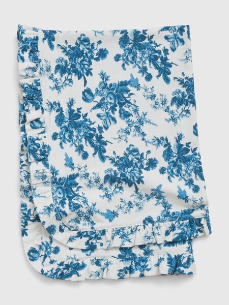 Blue LoveShackFancy Organic Cotton Floral Baby Blanket (Q23628) | £35