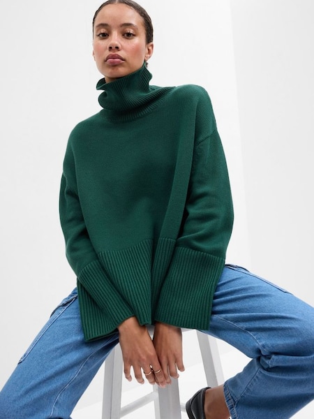 Green Relaxed Turtle Neck Tunic Jumper (Q23648) | £45