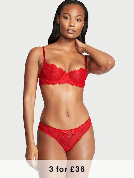 Lipstick Red Cheeky Lace Knickers (Q24250) | £14