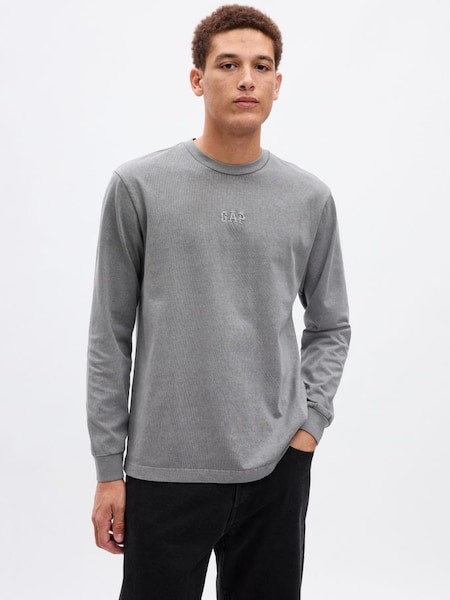Grey Logo Crew Neck Long Sleeve T-Shirt (Q27049) | £30