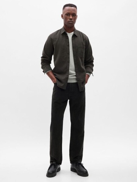 Charcoal Grey Long Sleeve Shirt in Standard Fit (Q27246) | £40