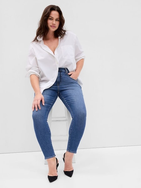 Mid Wash Blue High Waisted True Skinny Jeans (Q27875) | £50