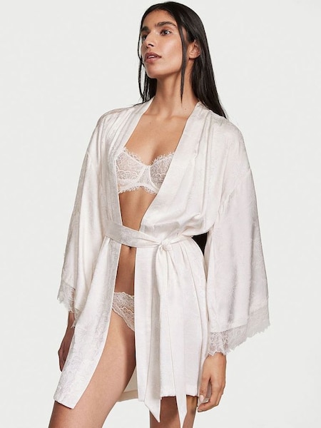 Coconut White Lace Inset Robe (Q28641) | £75