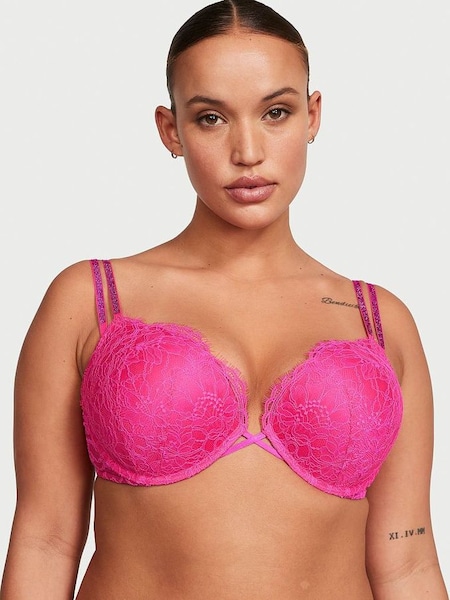 Forever Pink Lace Add 2 Cups Push Up Double Shine Strap Add 2 Cups Push Up Bombshell Bra (Q28682) | £59