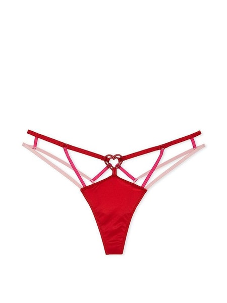 Lipstick Red Thong Strappy Heart Knickers (Q28684) | £18