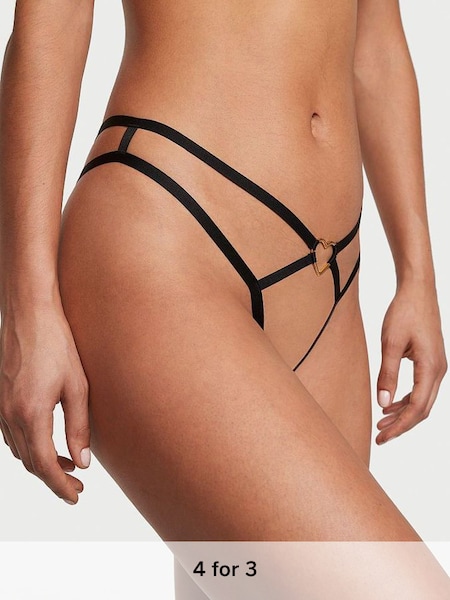 Black G String Strappy Heart Knickers (Q28686) | £18