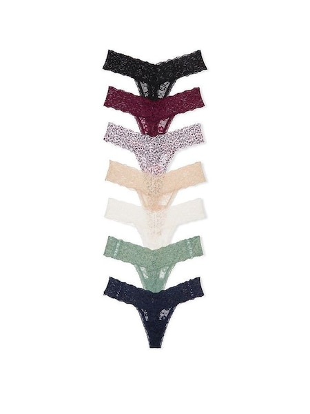 Black/Red/Pink/Nude/White/Green/Blue Thong Knickers Multipack (Q28785) | £35