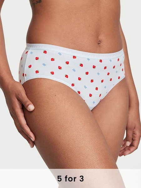 Ballad Blue Strawberries Printed Stretch Cotton Hipster Knickers (Q28997) | £9