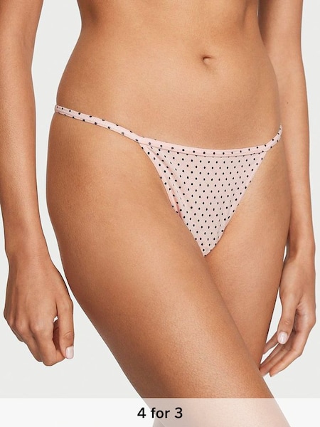 Purest Pink Tiny Dot Printed G String Knickers (Q28998) | £9