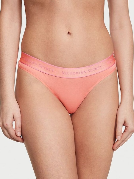 Punchy Peach Orange Thong Logo Knickers (Q29099) | £9