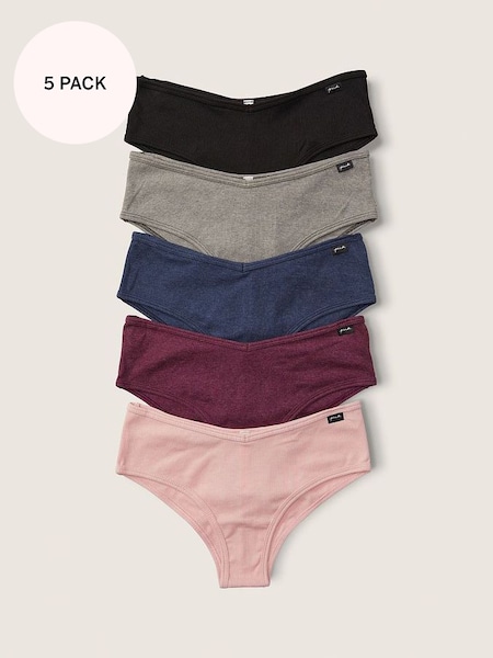 Black/Grey/Pink/Blue Cheeky Cotton Knickers Multipack (Q29625) | £25