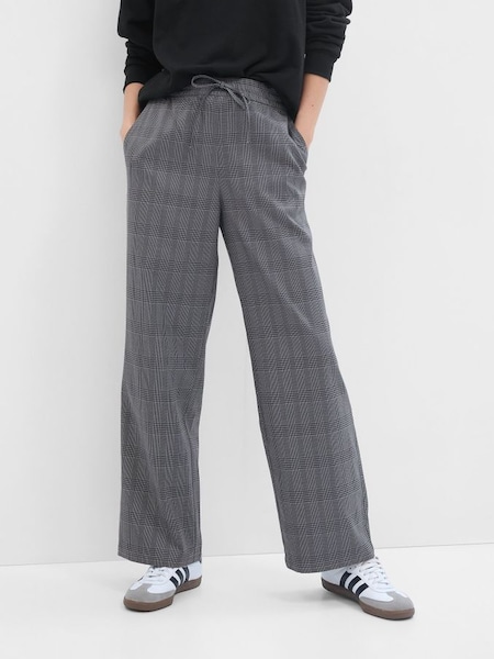 Grey Mid Rise Easy Wide-Leg Twill Trousers (Q29659) | £22