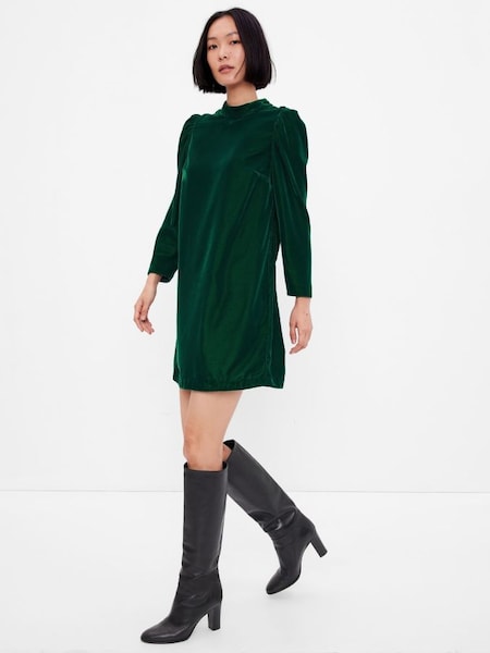 Green Mock Neck Long Sleeve Mini Dress (Q30201) | £45