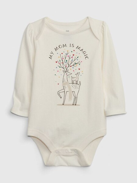 White Graphic Long Sleeve Baby Bodysuit (Q30329) | £8