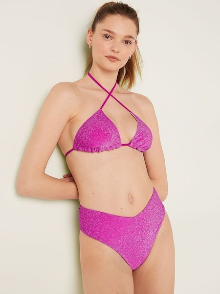 Dahlia Magenta Pink Triangle Shimmer Bikini Top (Q30529) | £20