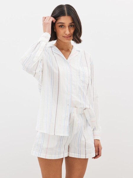 White Stripe Long Sleeve Pyjama Top (Q30851) | £11