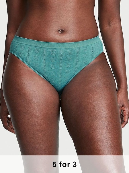 French Sage Green Pointelle Seamless Bikini Knickers (Q31200) | £9