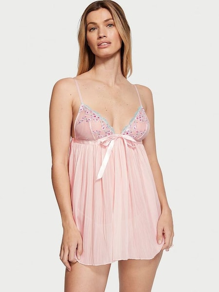 Pleated Ballet Pink Cherry Blossom Babydoll (Q31229) | £59
