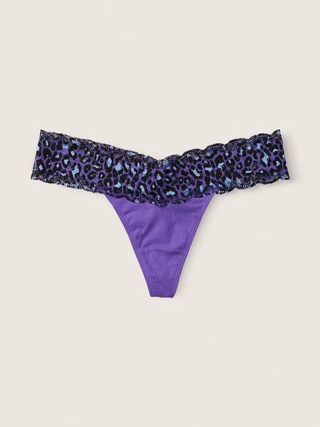 Passion Purple Thong Lace Trim Knickers (Q31452) | £9