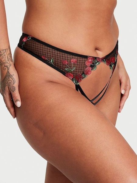 Cherry Black Brazilian Embroidered Knickers (Q31491) | £29