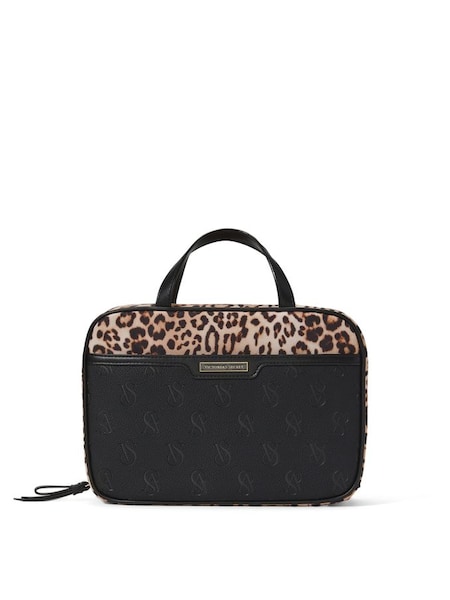 Black Leopard Cheetah Print Jetsetter Hanging Cosmetic Case (Q31499) | £35