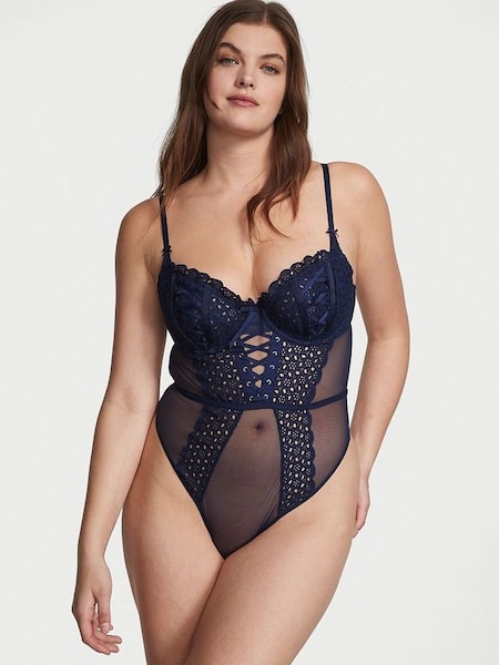 Ensign Navy Blue Broderie Unlined Balcony Body (Q32017) | £34
