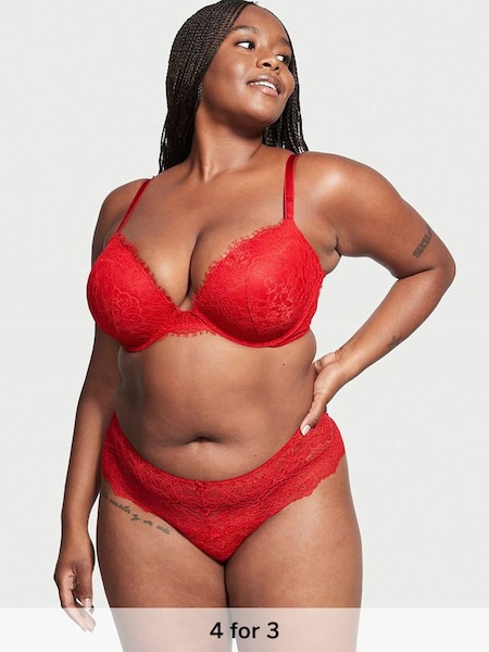 Lipstick Red Lace Hipster Thong Knickers (Q32019) | £14