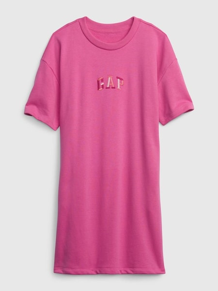 Pink Embroideres Short Sleeve Arch Logo Dress (Q34180) | £14