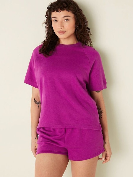 Dahlia Magenta Pink Short Sleeve Oversized Crew Neck T-Shirt (Q34225) | £14