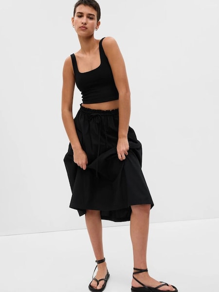 Black Paperbag PullOn Midi Skirt (Q34625) | £29