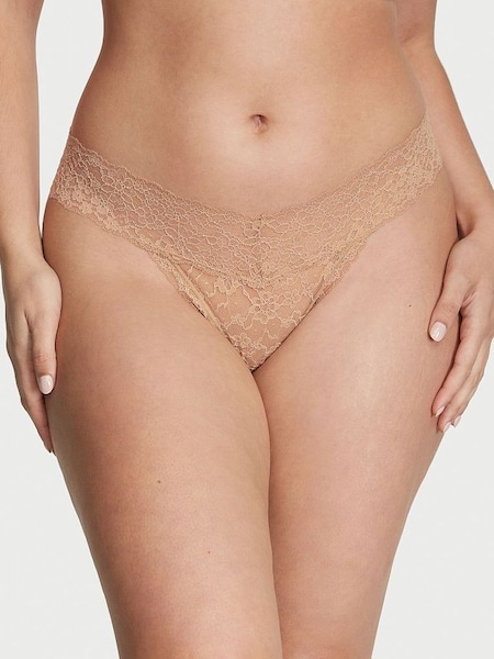 Sweet Praline Nude Thong Lace Knickers (Q35141) | £9
