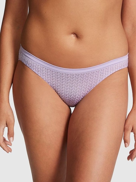 Pastel Lilac Purple Cable Knit Seamless Bikini Knickers (Q35642) | £9