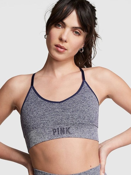 Midnight Navy Blue Marl Non Wired Lightly Lined Seamless  Sports Bra (Q36901) | £26