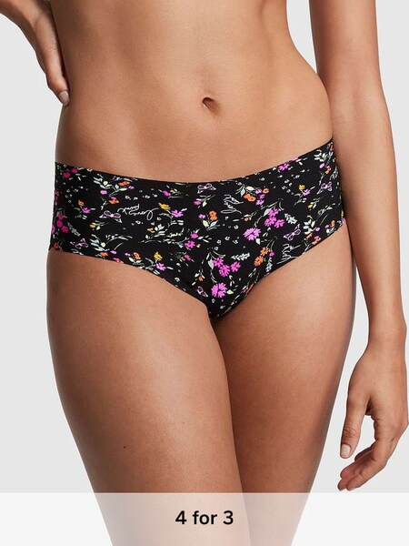 Pure Black Floral No Show Knickers (Q37342) | £9