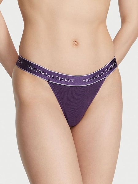 Valiant Purple Smooth Logo Thong Knickers (Q37759) | £9